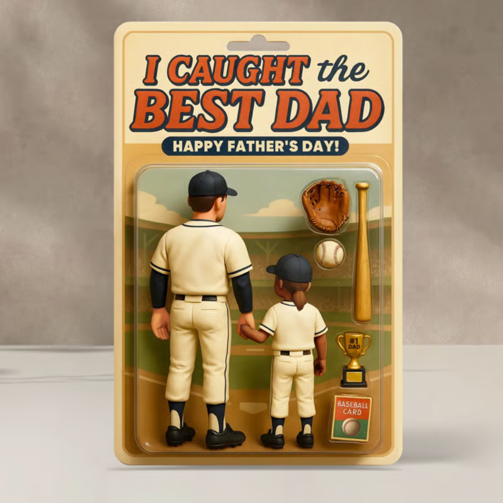 I Caught the Best Dad Baseball Custom Figure, Father's Day Gift for Dads