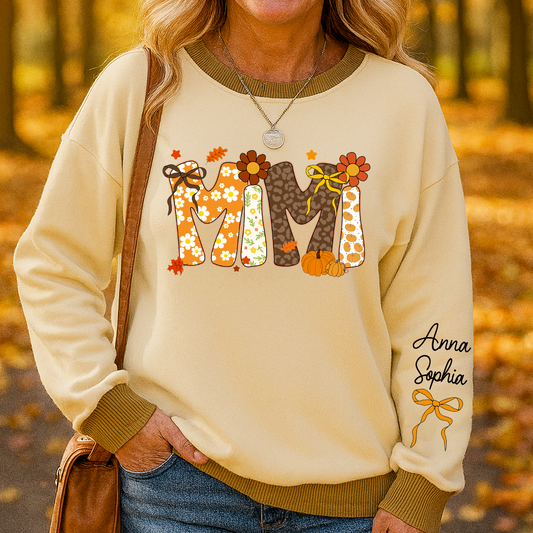 Personalize Nickname Mama, Grandma Fall Coquette Shirt