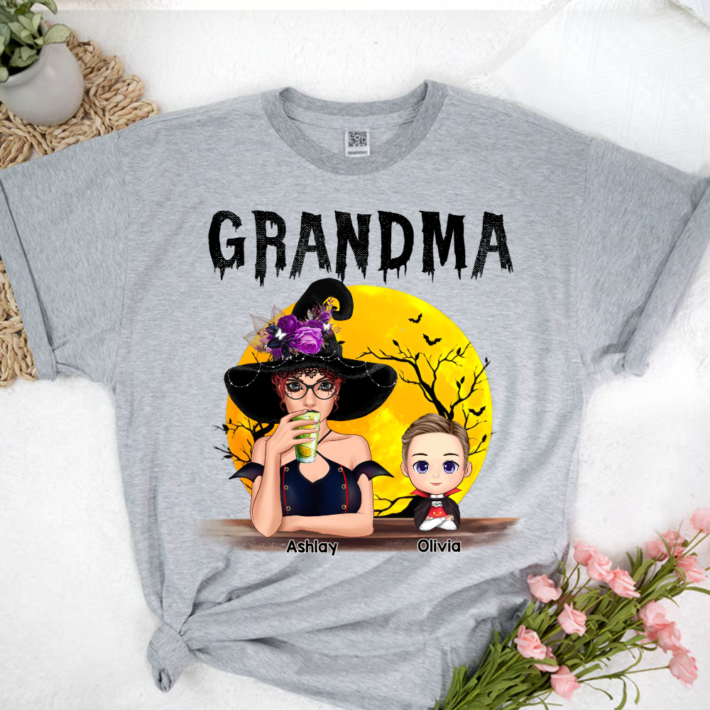 Comfort Colors® Custom Grandma With Grandkids Halloween Art TH