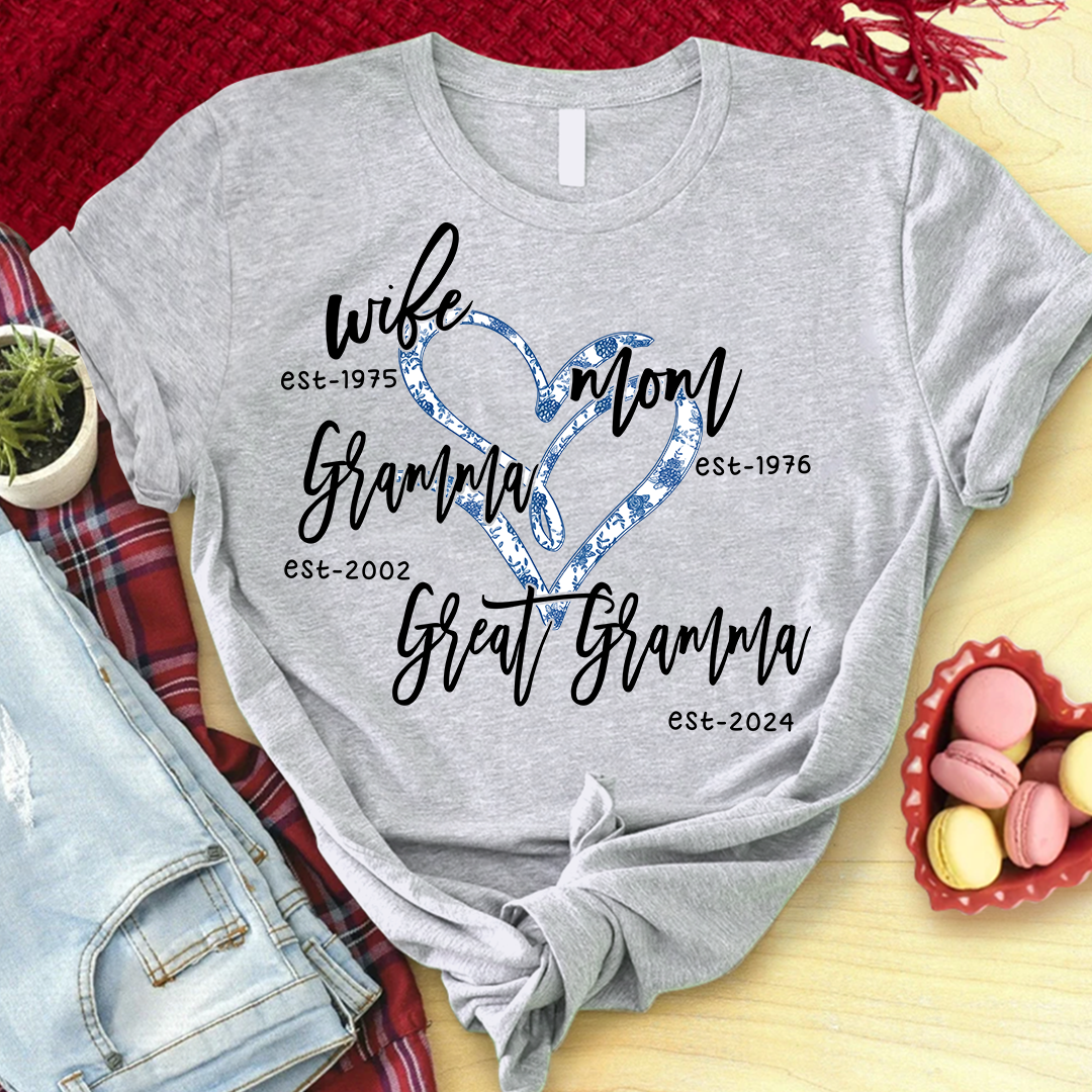 Wife Mom Grandma Great Grandma Blue Flower Custom