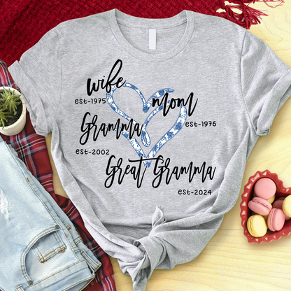 Wife Mom Grandma Great Grandma Blue Flower Custom