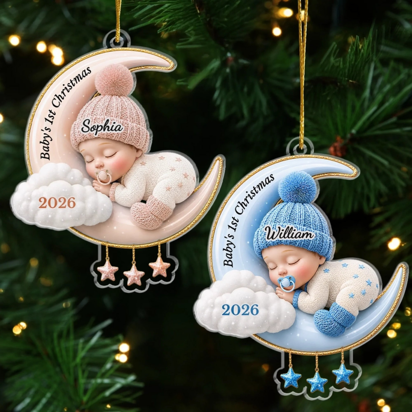 Custom Acrylic Ornament - Personalized Baby Shower, Gender Reveal Gifts For New Moms, New Dads, New Parents - Tiny Miracle Arrived Ornament