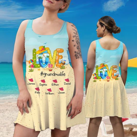 Love Grandma Life Beach Summer And Kids Sleeveless Dress Sleeveless Dress