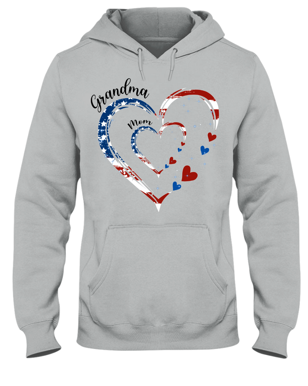 Personalized Grandma Mom American Flag Heart Shirt - Custom Kid Names