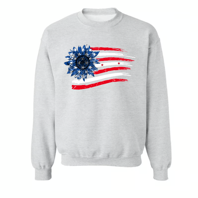 Personalized Grandma with Grandkids Sunflower American Flag  Classic Canvas