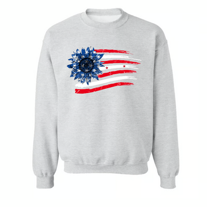 Personalized Grandma with Grandkids Sunflower American Flag  Classic Canvas