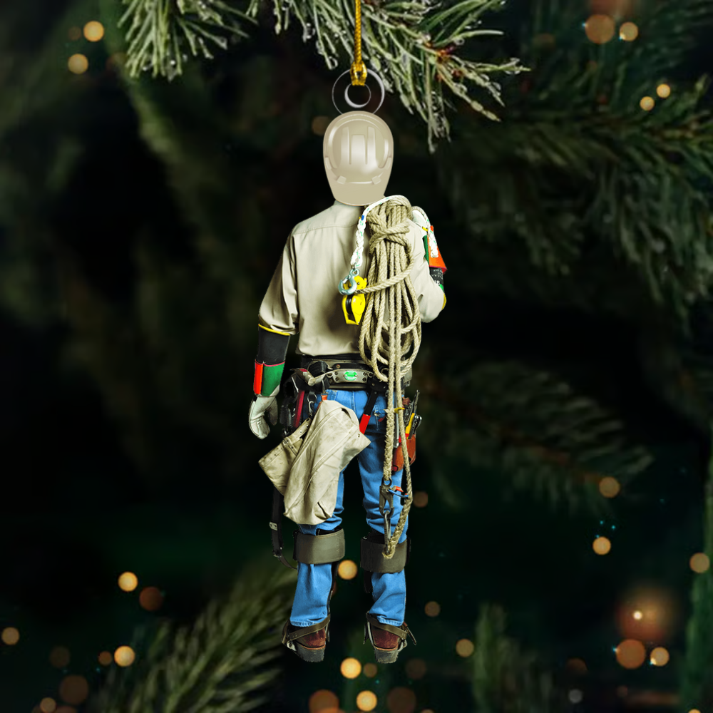 Personalized Lineman Ornament 2025 – Custom Electric Utility Worker Ornament, Christmas Gift for Lineman Dad or Husband Ornament
