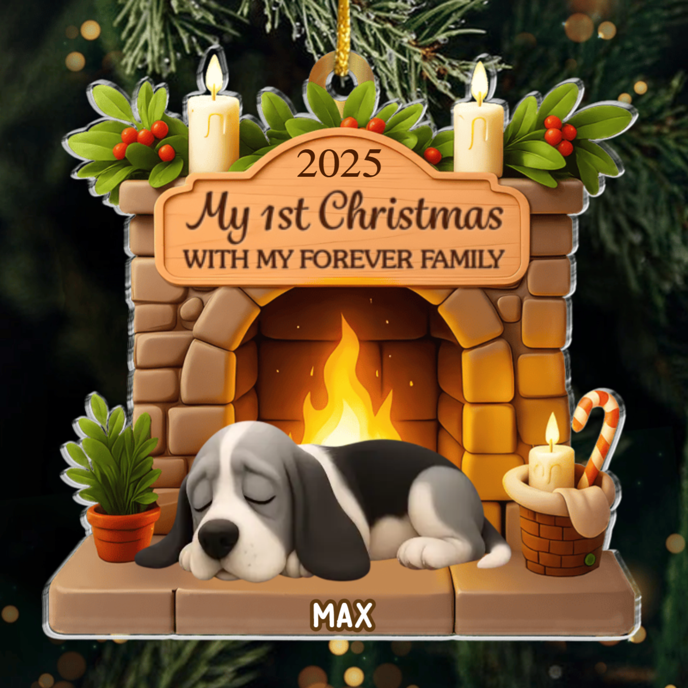 Custom Basset Hounds Acrylic Ornament, Custom Pet Design, Unique Christmas Gift for Dog Moms, Dads & Animal Lovers Ornament