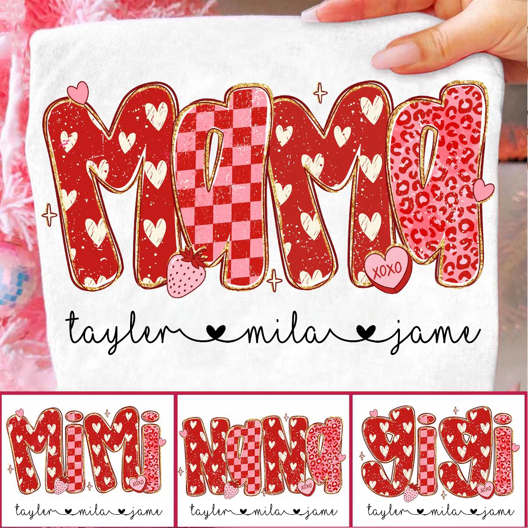 Preppy Mama Leopard Heart Valentine, Mama Mimi Grandma Grandkids