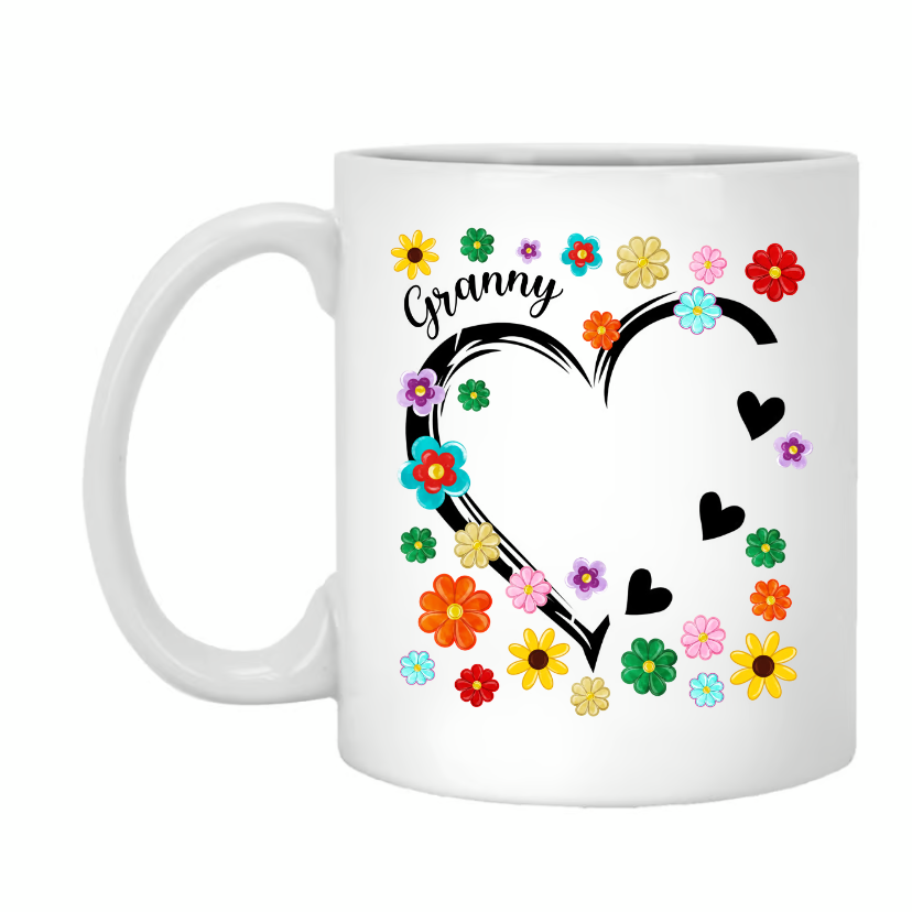 Personalized Grandma Heart flower 2024 Mug