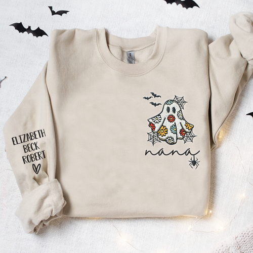 Nana Daisy Ghost And Kids Embroidered Sweatshirt Sweatshirt