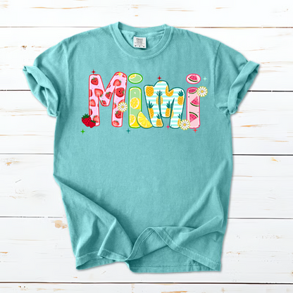 Comfort Colors® T-shirt Colorful Summer Mimi Nana Grandma and Grandkids Custom Name Preppy Beach