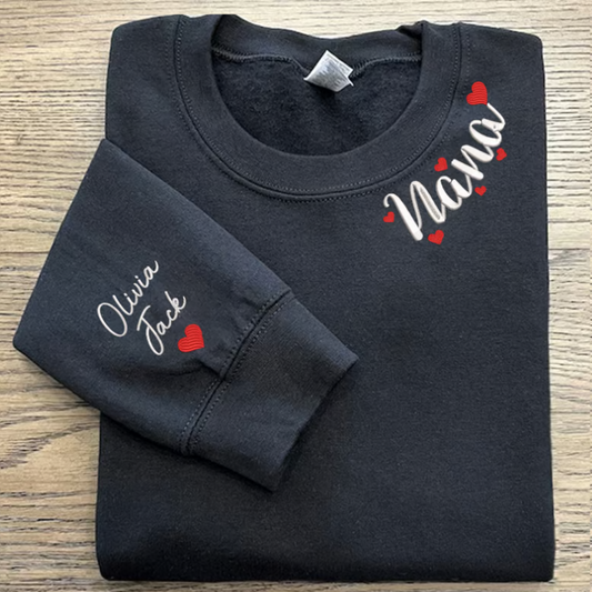 Custom Embroidered Nana Valentine And Grandkids Sweatshirt Sweatshirt