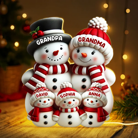 3D Effect Cute Snowman Personalized Light Box – Unique Christmas Decor & Holiday Gift for Family, Grandma & Grandpa Light Box