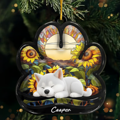 Custom Dog Pawprint Acrylic Ornament – Personalized Pet Memorial Keepsake for Christmas Ornament