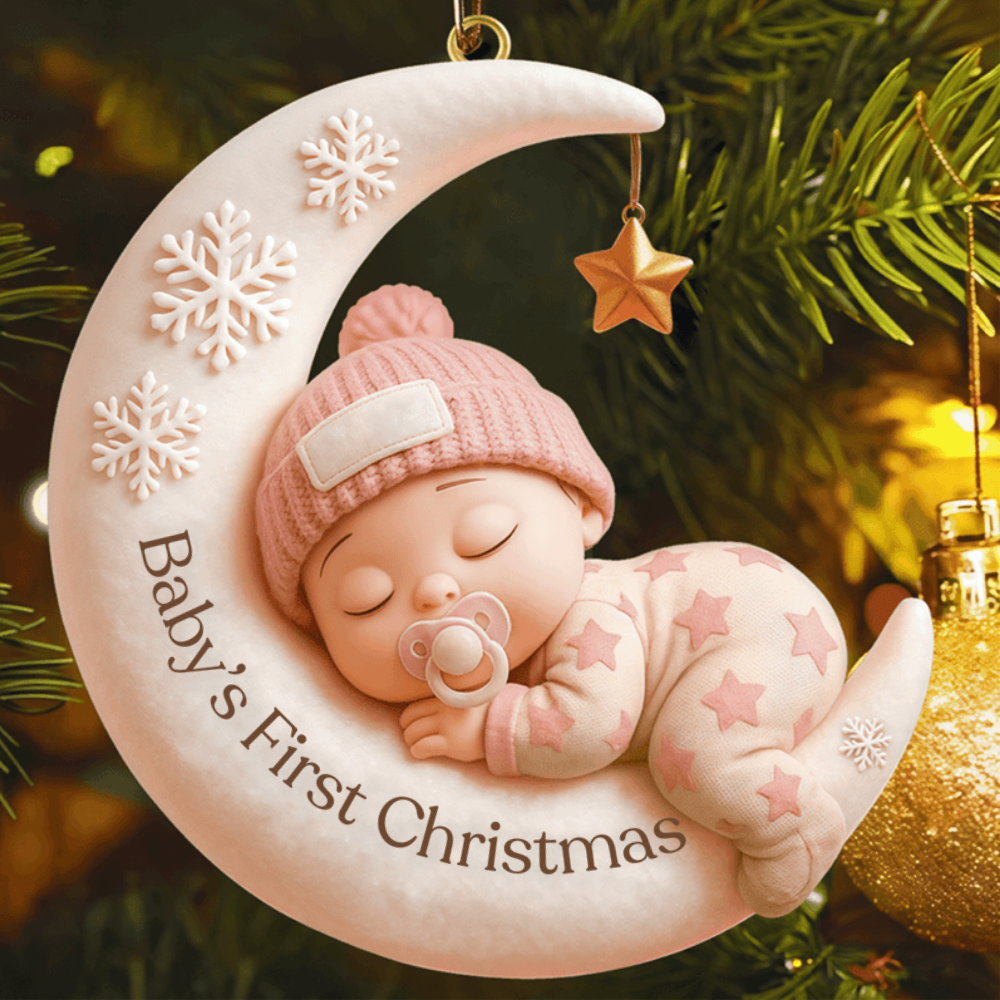 Personalized First Christmas Gift for New Parents - Custom Baby Name & Year Ornament