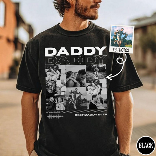 Personalized Daddy Photo Shirt, Custom Picture Collage Tee with Kids Names, Best Daddy Ever Family T Shirt, Father's Day Apparel for Dad