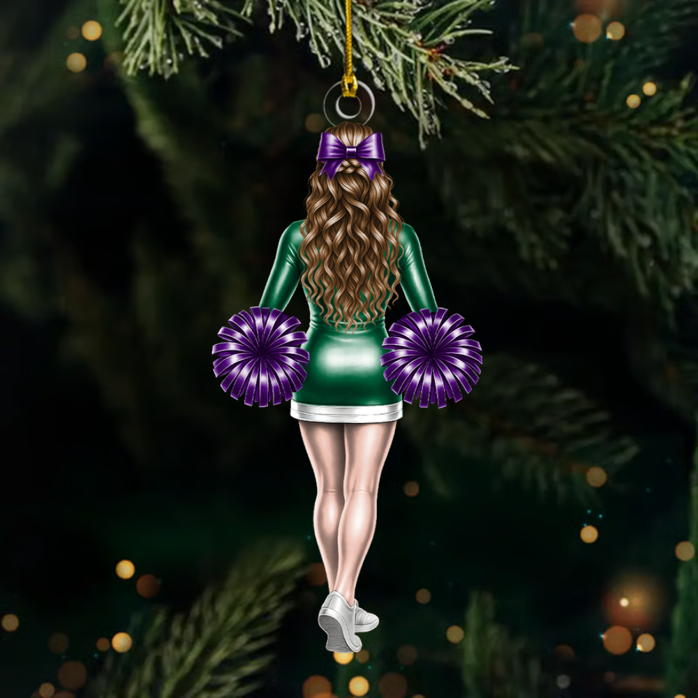 Custom Cheerleader Ornament – Personalized Cheer Team Girl Christmas Keepsake 2025 Ornament
