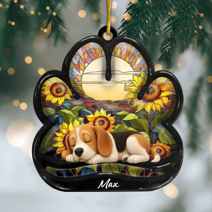 Custom American Foxhound Pawprint Acrylic Ornament – Personalized Pet Memorial Keepsake for Christmas Ornament