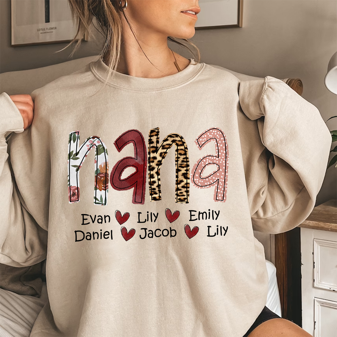 Custom Nana Mom Heart Kids Chrismtas