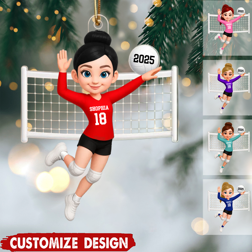 Personalized Volleyball Girl Ornament – Custom 3D Acrylic Design, Perfect Holiday Keepsake for Female Athletes Ornament