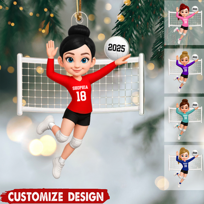 Personalized Volleyball Girl Ornament – Custom 3D Acrylic Design, Perfect Holiday Keepsake for Female Athletes Ornament