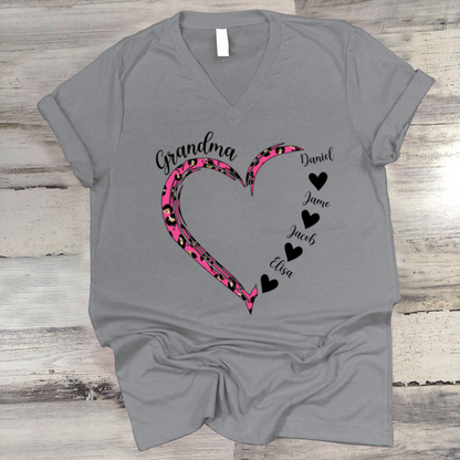 Grandma And Grandkids Heart Leopard CTH01