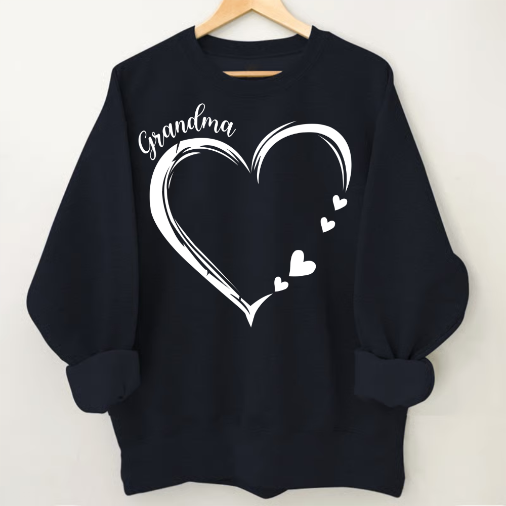 Personalized Mama and Kids Heart Women Oversized Sweatshirts Thumbhole Long Sleeve, Thumbhole Fall Side Slit Pullover