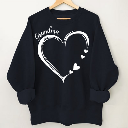 Personalized Mama and Kids Heart Women Oversized Sweatshirts Thumbhole Long Sleeve, Thumbhole Fall Side Slit Pullover