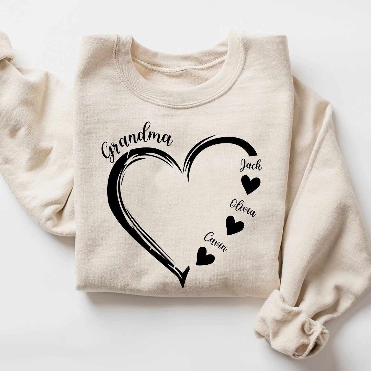 Personalized Grandma Heart Sweatshirt, Grandma Gift, Custom Grandkids Name Sweatshirt