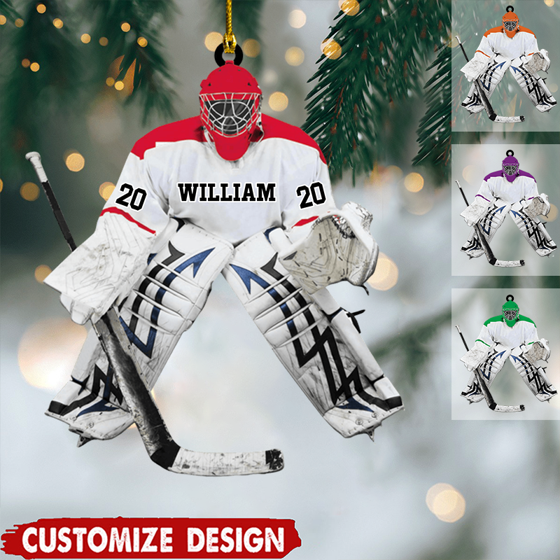 Personalized Ice Hockey Ornament 2025, Custom Acrylic Christmas Tree Decoration, Unique Holiday Gift For Hockey Players And Fans Ornament