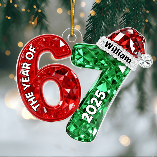 Personalized 3D Shining Six Seven Ornament 2025, Custom Acrylic Decoration, Funny Slang Christmas Gift For Teens Grandkids And Gen Alpha Ornament