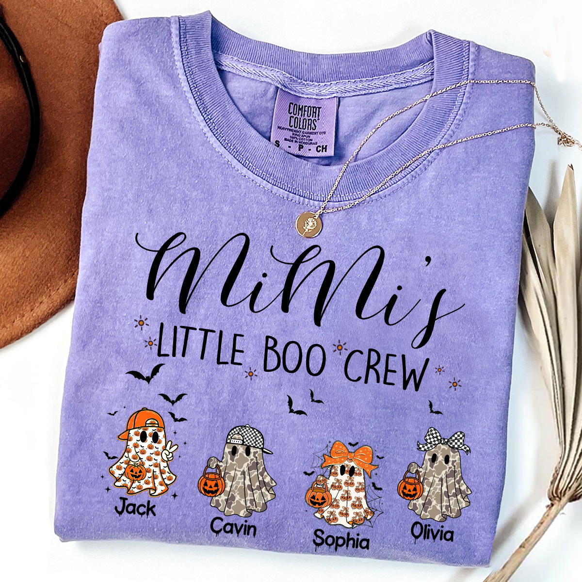 Comfort Colors® Custom Halloween Grandma Shirt, Grandma Boo Crew Ghost Boy Girl Shirt, Grandma's Bootiful Crew Shirt