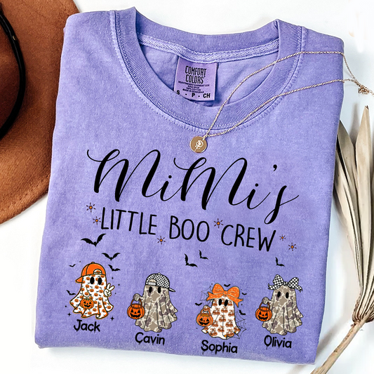 Comfort Colors® Custom Halloween Grandma Shirt, Grandma Boo Crew Ghost Boy Girl Shirt, Grandma's Bootiful Crew Shirt