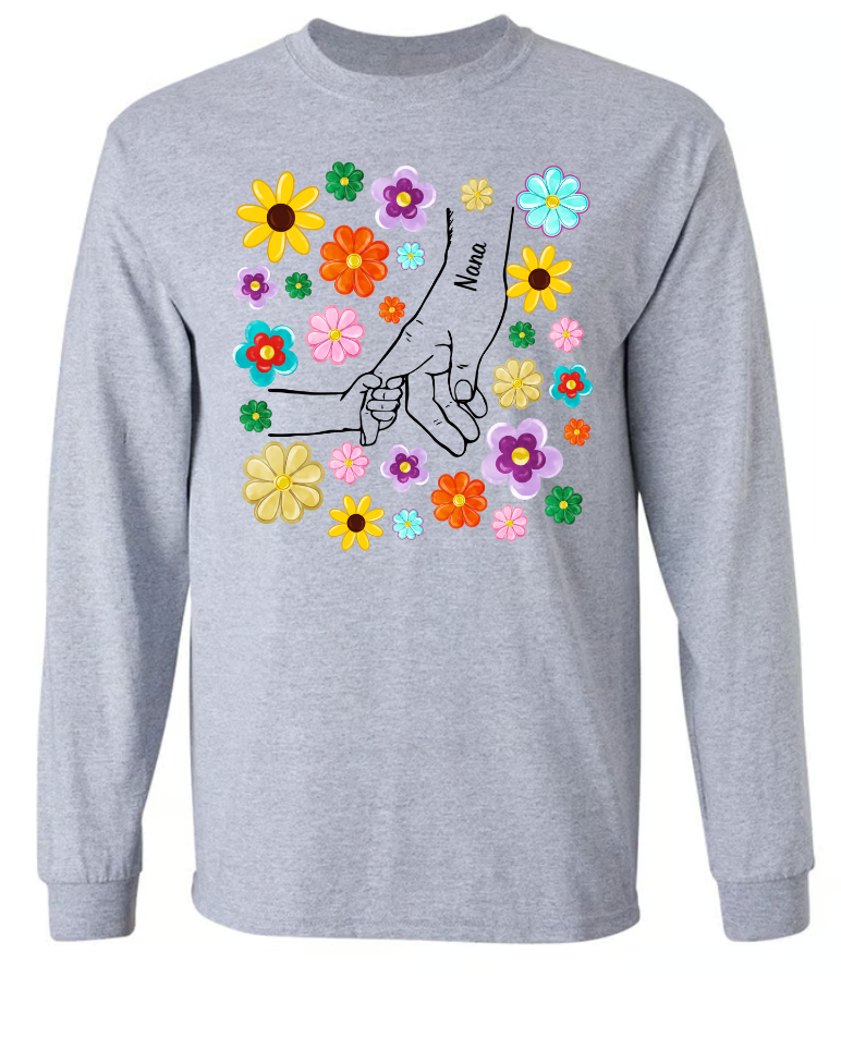 Grandma Hand Flower Color With Kid, Mother's Day Gift TH Shirt