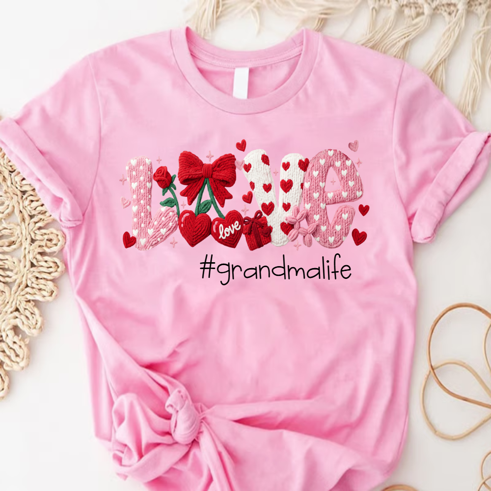 Faux Yarn Crochet Love Grandma Life and Grandkids Valentine Gift