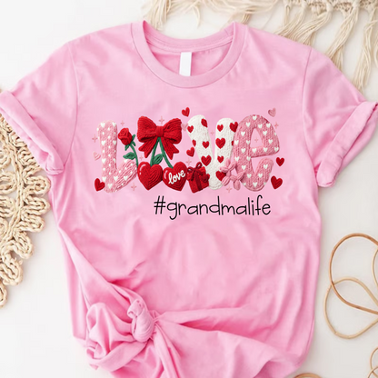 Faux Yarn Crochet Love Grandma Life and Grandkids Valentine Gift