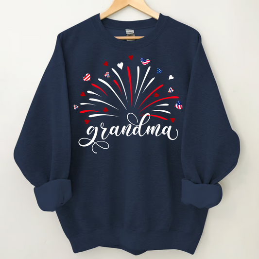 Firework America Flag Grandma And Kids Sweatshirt
