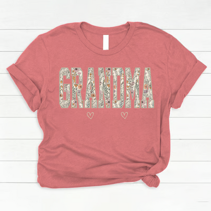 Comfort Colors® Personalized Grandma T-Shirt with Kids Names – Wildflower Letters Gift for Nana, Gigi, Mimi
