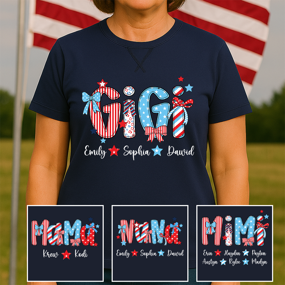 Personalized Gigi with Grandkids American Flag Mother's Day