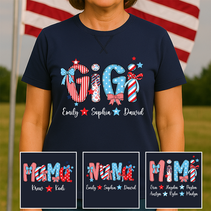 Personalized Gigi with Grandkids American Flag Mother's Day