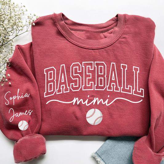 Personalized Sports Mimi Sweatshirt With Grandkids Names, Custom Athletics Grandma Pullover