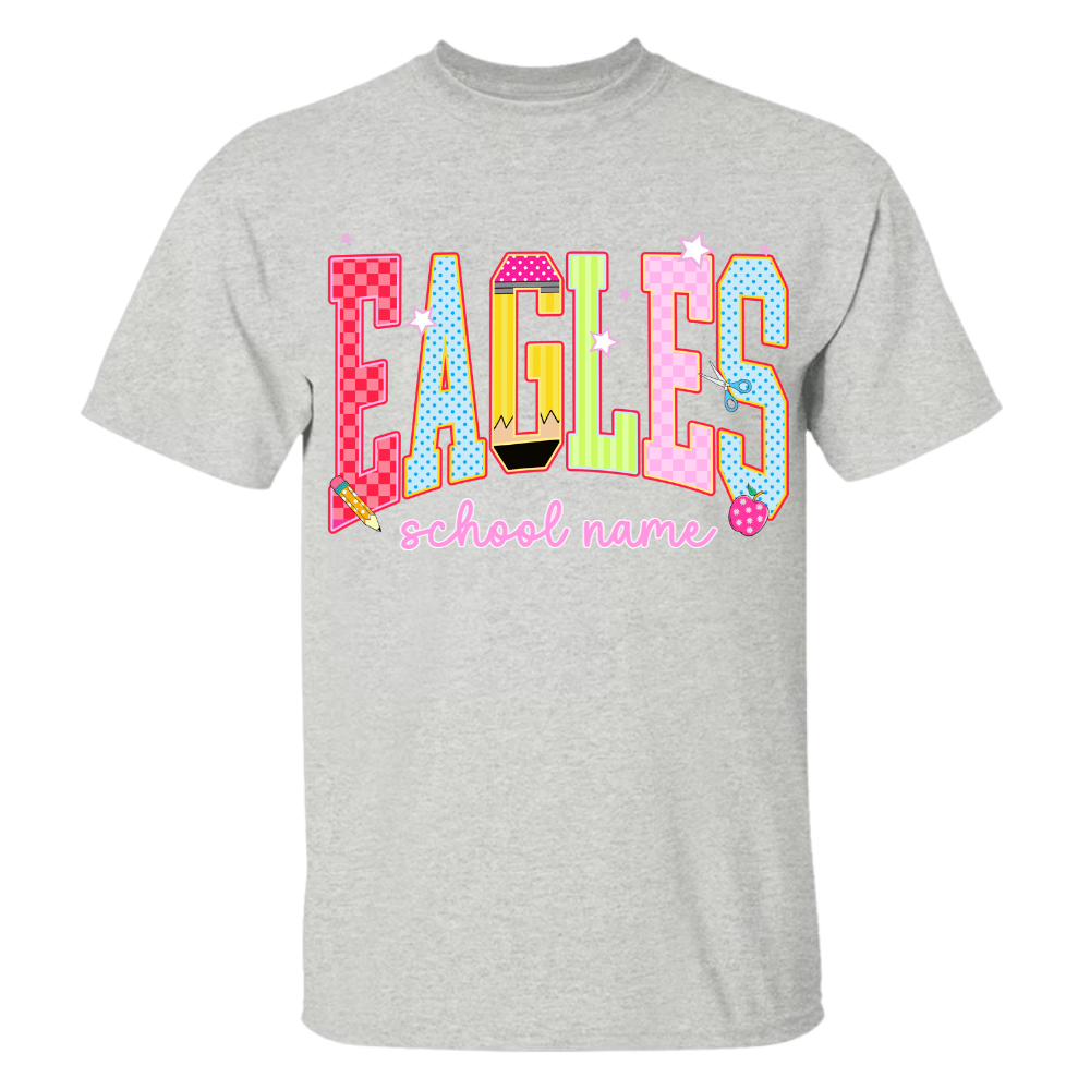 Custom Mascot, School Name Neon Coquette Polka Dots Checkered, Back To School