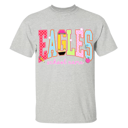 Custom Mascot, School Name Neon Coquette Polka Dots Checkered, Back To School