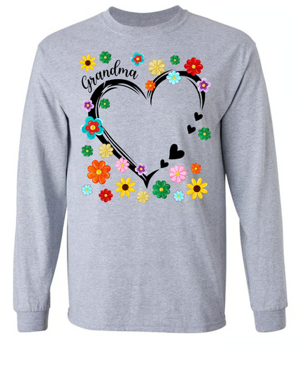 Grandma Heart Flower Color With Grandkids, Mother's Day Gift TH