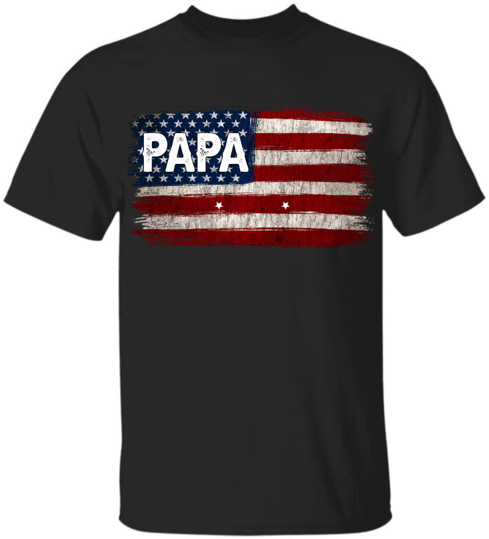 Comfort Colors Personalization Papa And Grandkids American Flag