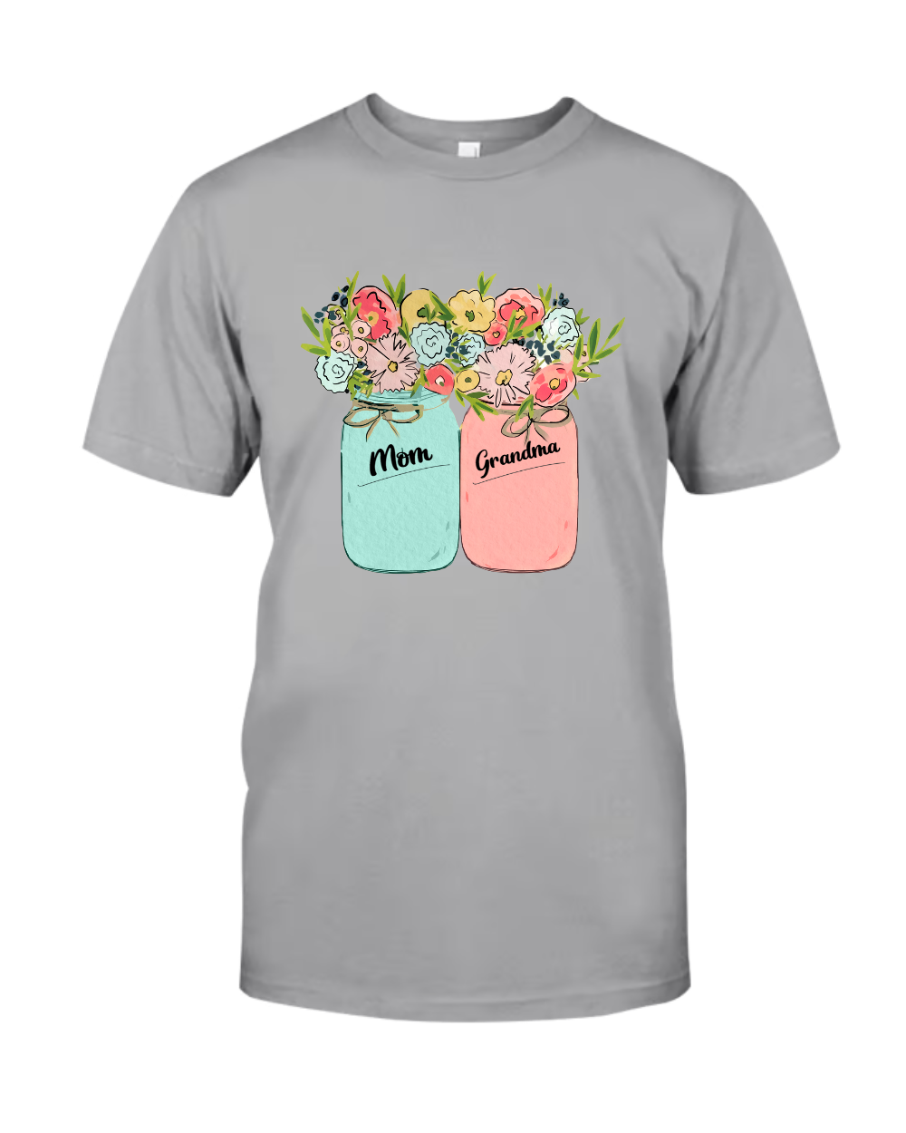 Comfort Colors® Mom & Grandma Kids Flower T-Shirt, Custom Family Names with Floral Design, Perfect Gift for Mom and Grandma