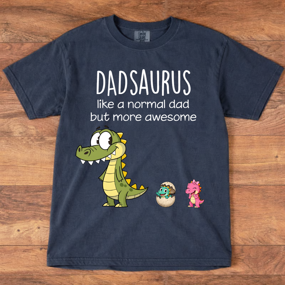 Personalized Papa Dinosaur Shirt with Custom Kids Names, Funny Grandpa Family for Papa, Father's Day Birthday Gift Mineral Wash T-Shirt