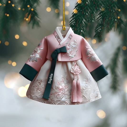Personalized Hanbok Ornament 2025 – Custom Name Korean Dress Christmas Decoration, Cultural Gift for Her Ornament