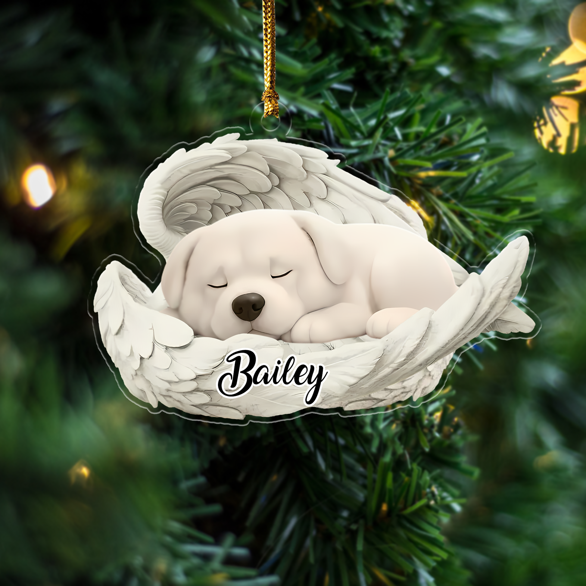 Custom Central Asian Shepherd Dog Angel Dog Ornament – Personalized Sleeping Dog Christmas Gift for Dog Lovers, Pet Memorial Tree Decoration Ornament